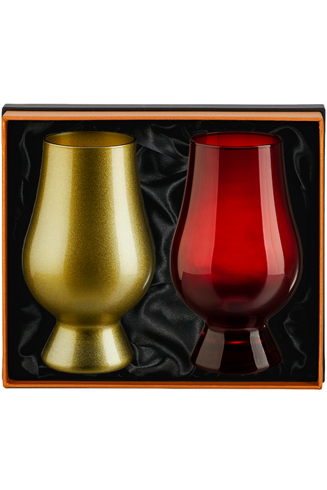 Glencairn, Solid Presentation Box with 2 Blind Tasting Whisky Glasses (Gold/Red)