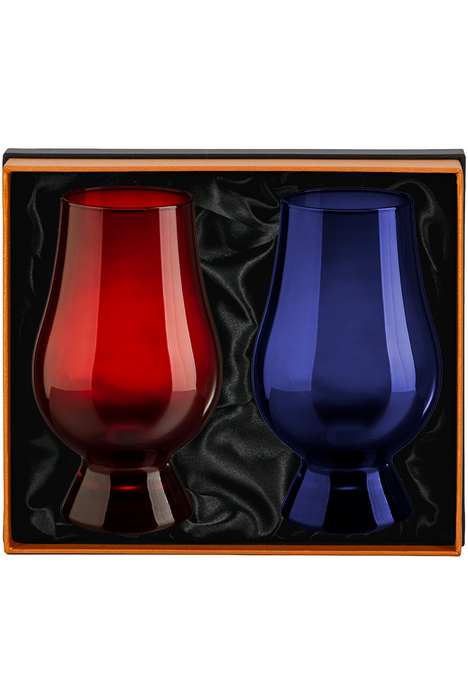 Glencairn, Solid Presentation Box with 2 Blind Tasting Whisky Glasses (Red/Blue)
