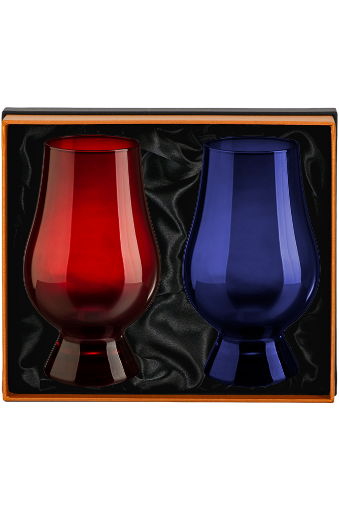 Glencairn Presentation Box of 2 Blind Tasting Whisky Glasses (Red/Blue)