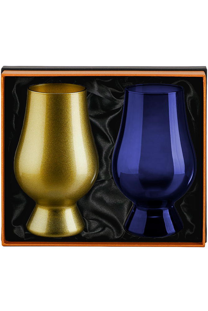 Glencairn Presentation Box of 2 Blind Tasting Whisky Glasses (Gold/Blue)