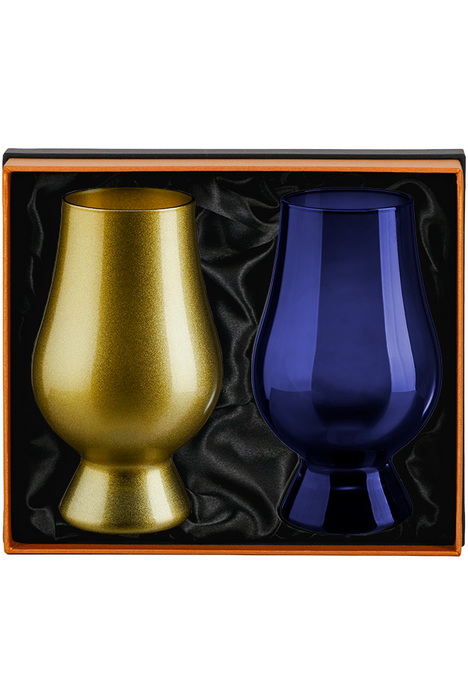 Glencairn, Solid Presentation Box with 2 Blind Tasting Whisky Glasses (Gold/Blue)