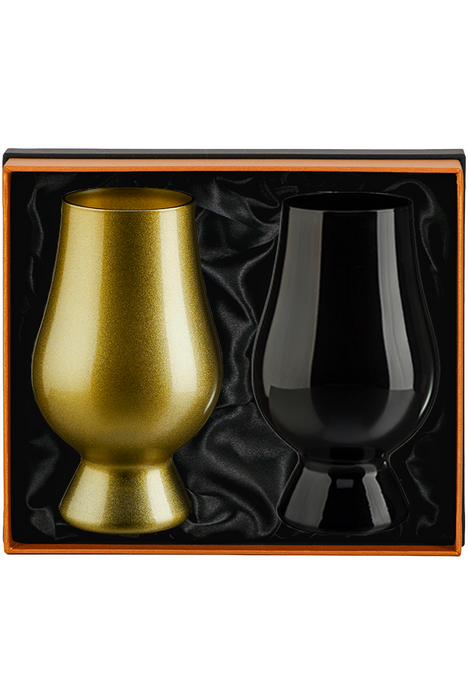 Glencairn, Solid Presentation Box with 2 Blind Tasting Whisky Glasses (Gold/Black)