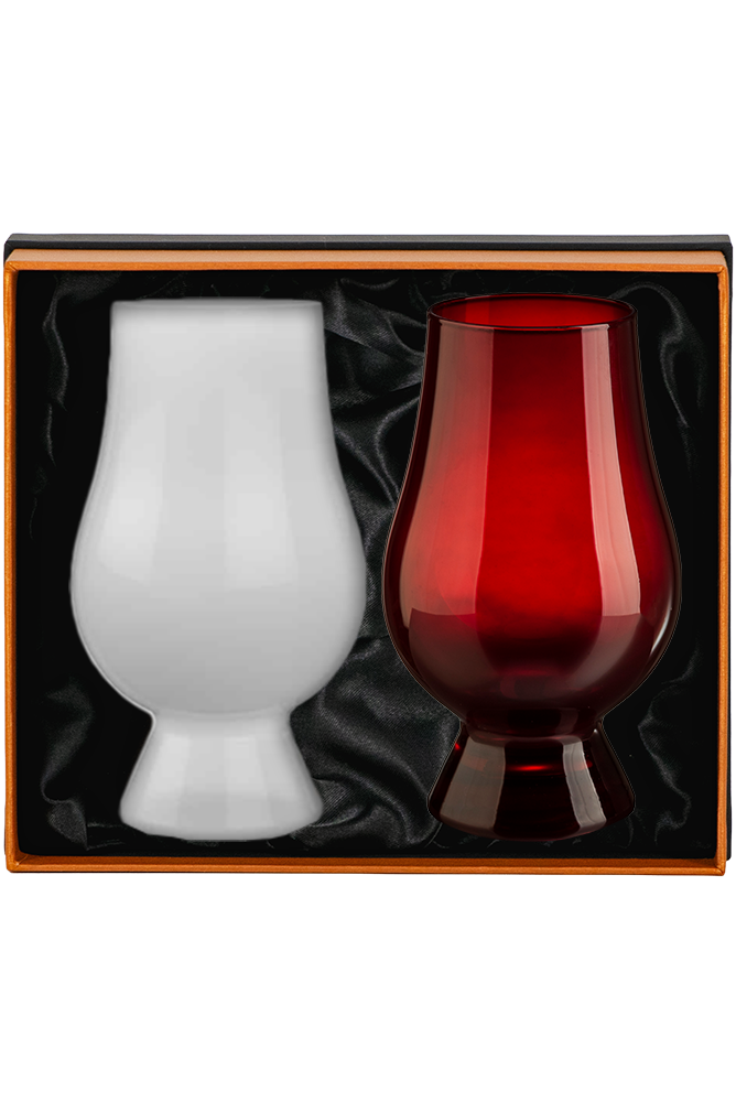 Glencairn Presentation Box of 2 Blind Tasting Whisky Glasses (White/Red)