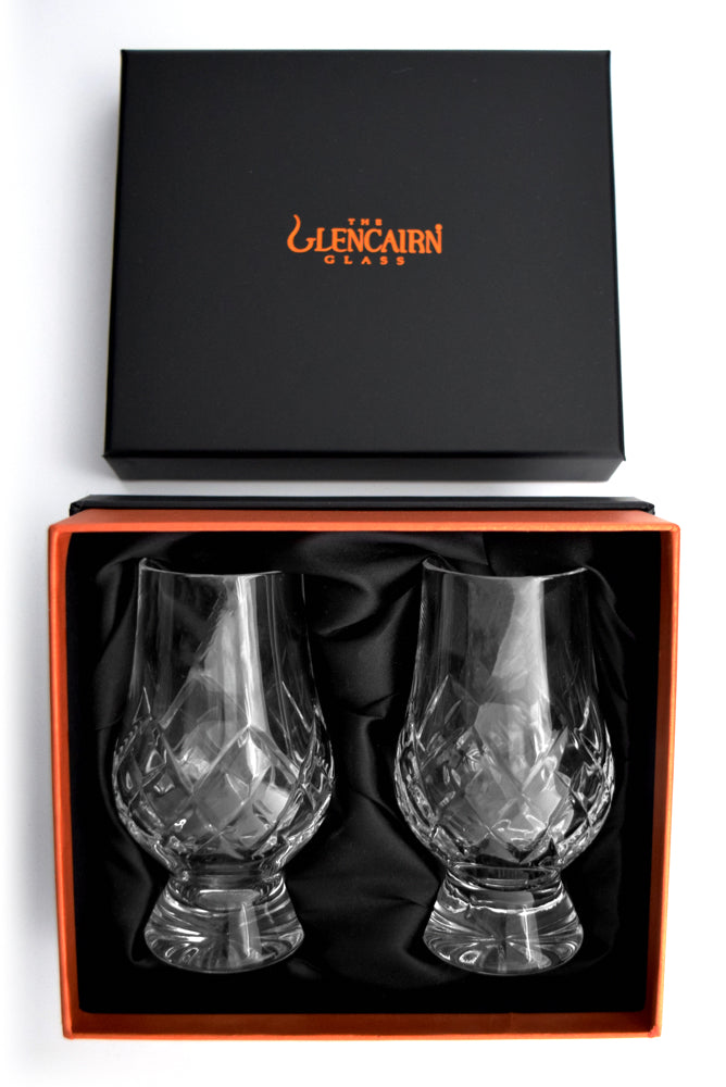 Glencairn Presentation Box of 2 Cut Crystal 'Tartan' Whisky Glass