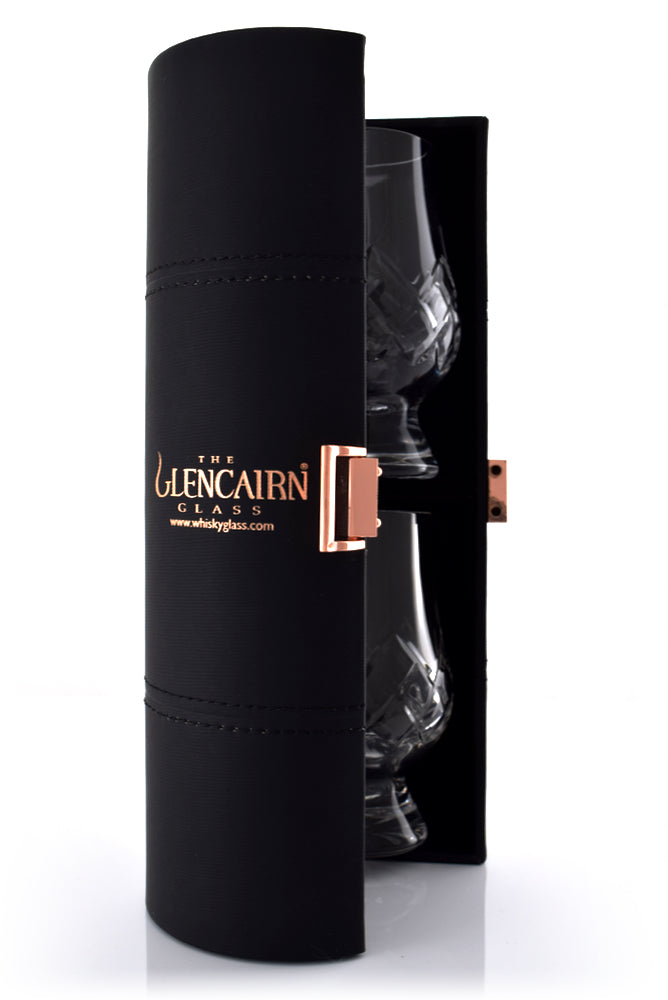 Glencairn Travel Case with 2 Cut Crystal 'Tartan' Whisky Glass